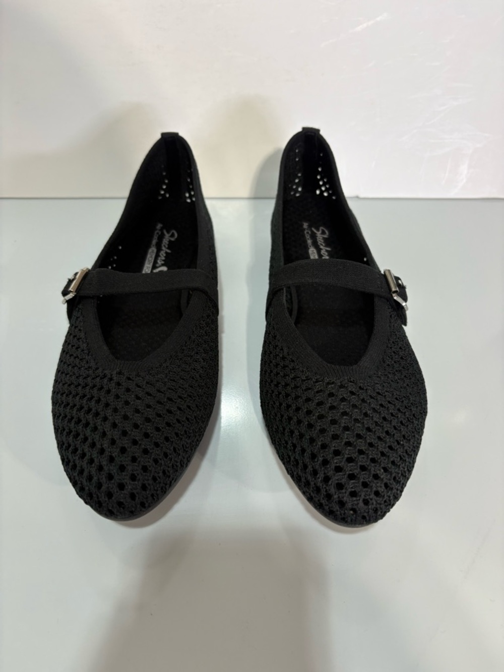 Skechers Black Knit Mary Jane Loafers with Buckle, NEW, without box.